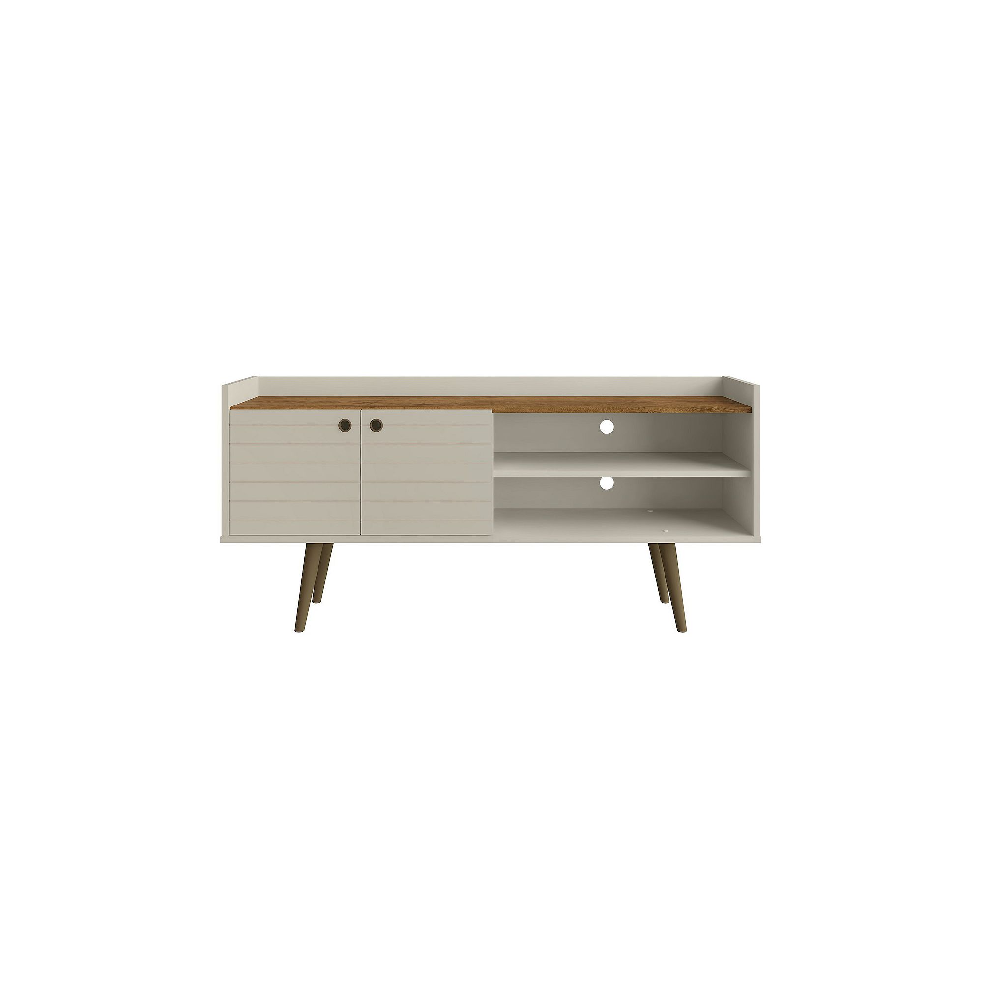 MANHATTAN COMFORT Bogart Mid-Century Modern TV Stand, Off White