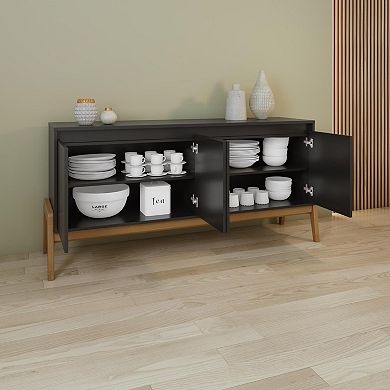 MANHATTAN COMFORT Gales 4 Cabinet Mid-Century Modern Sideboard