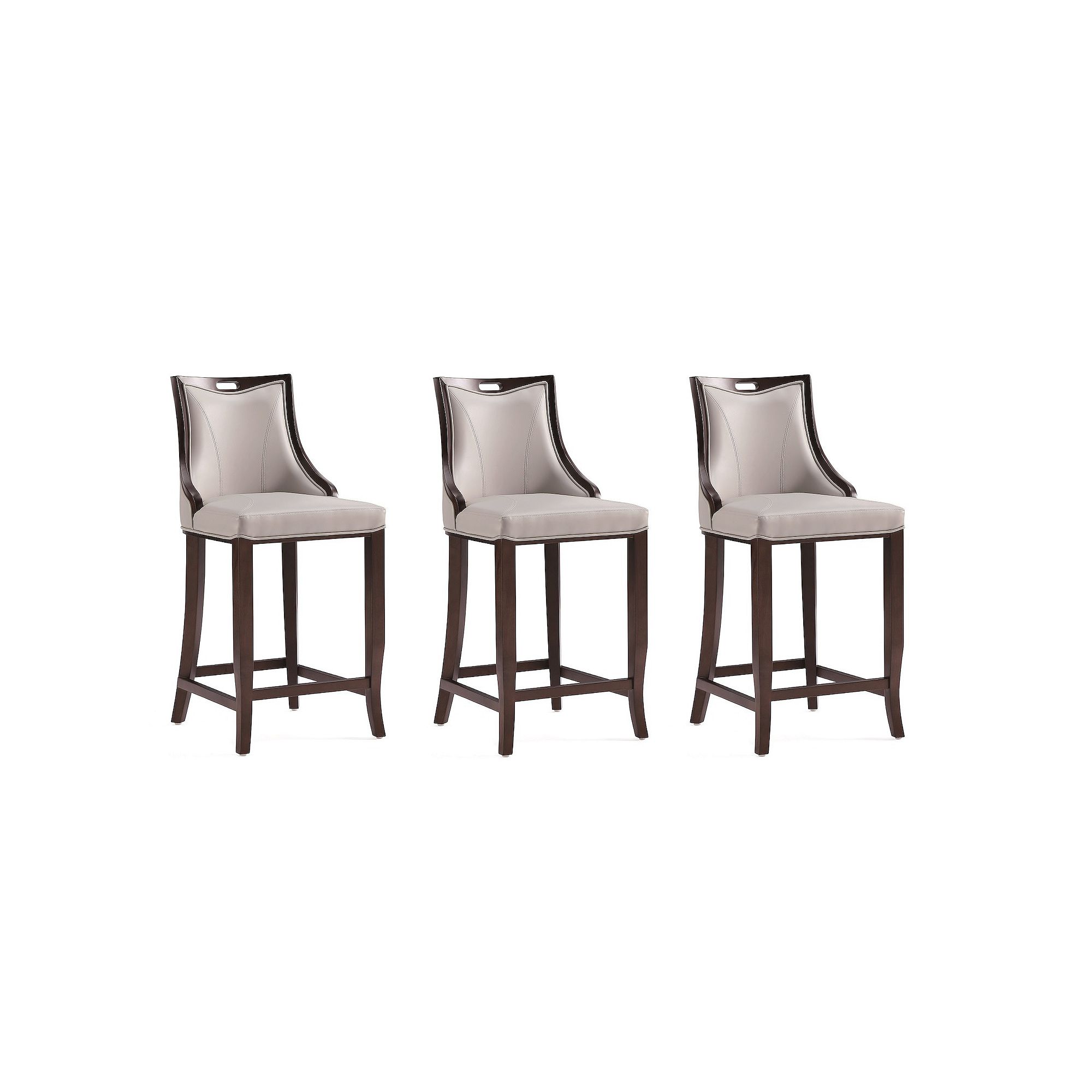 MANHATTAN COMFORT Emperor Barstool 3-piece Set, Light Grey