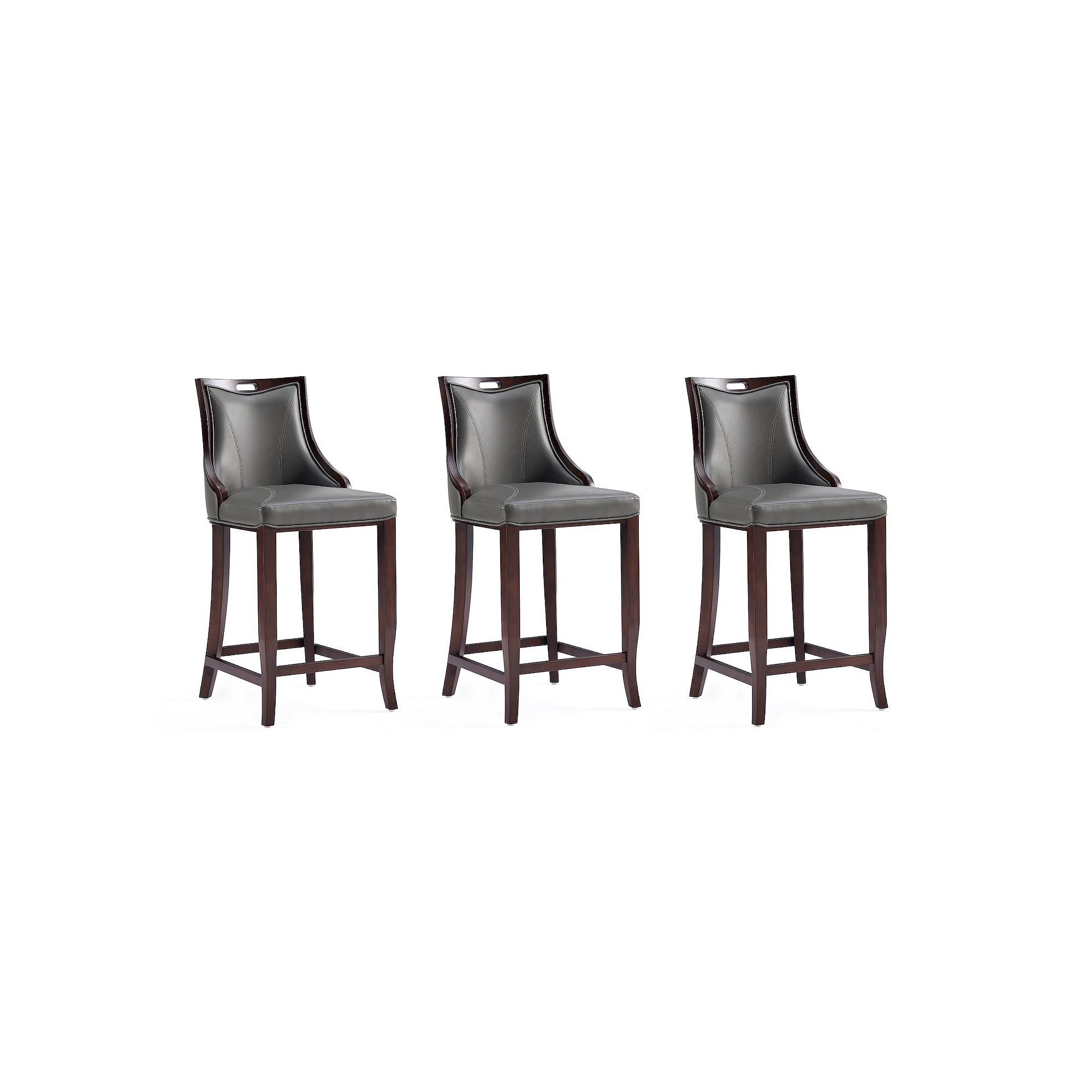 MANHATTAN COMFORT Emperor Barstool 3-piece Set, Pebble Grey