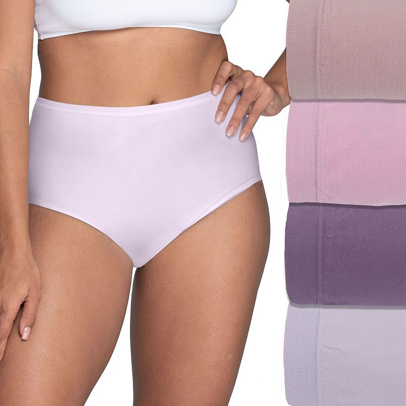Womens Fruit of the Loom® 4-Pack Seamless 360 Stretch Brief Panty Set 4DSLBRK, Women's, Size: 7, Purple Asst