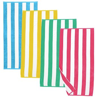 Madelinen® Velour Cabana Stripe 4-pack Beach Towel Set