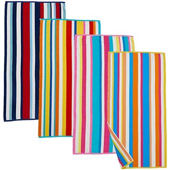 Madelinen® Velour Cabana Stripe 4-pack Beach Towel Set