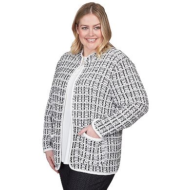 Plus Size Alfred Dunner Knit Texture Jacket With Pearl Buttons
