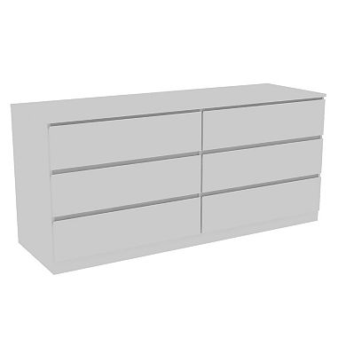 DEPOT E-SHOP Cocora 6 Drawer Double Dresser, Superior Top, White