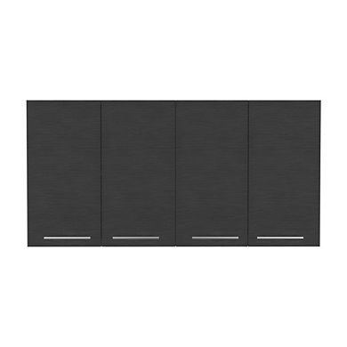 DEPOT E-SHOP Oceana 120 Wall Cabinet, Four Doors, Two Cabinets, Two Shelves, Black