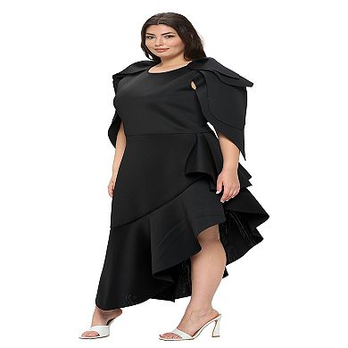 Plus Size Kaskade Ruffled Neoprene Dress