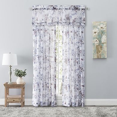 Whimsical Semi-Sheer Floral Rod Pocket Curtain Valance