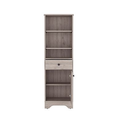 DEPOT E-SHOP Norwalk Linen Single Door Cabinet, Three External Shelves, One Drawer,Light Gray