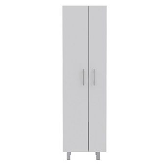 DEPOT E-SHOP Bacoa Cleaning Cabinet, Five Shelves, Double Door Cabinet, White