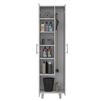 DEPOT E-SHOP Bacoa Cleaning Cabinet, Five Shelves, Double Door Cabinet, White