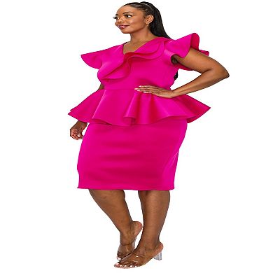 Plus Size Onyx Neoprene Peplum Dress