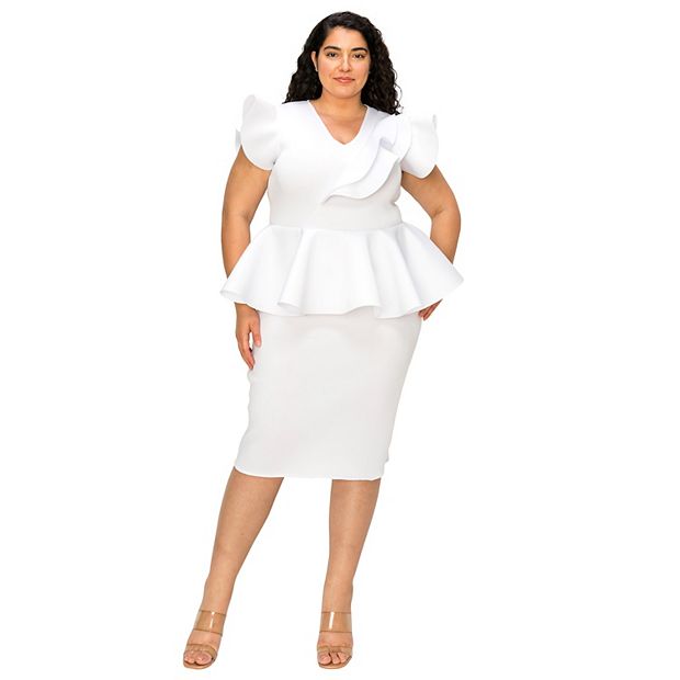 Plus Size Onyx Neoprene Peplum Dress