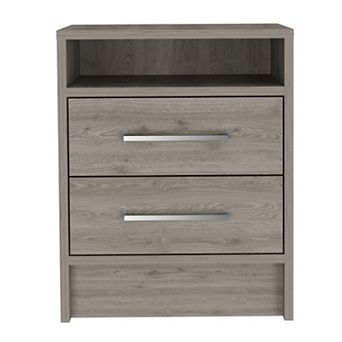 DEPOT E-SHOP Leyva Nightstand, Two Drawers, Superior Top, Light Gray