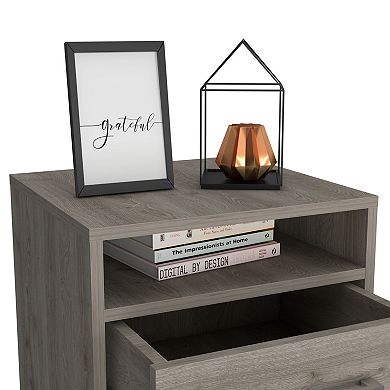 DEPOT E-SHOP Leyva Nightstand, Two Drawers, Superior Top, Light Gray