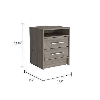 DEPOT E-SHOP Leyva Nightstand, Two Drawers, Superior Top, Light Gray