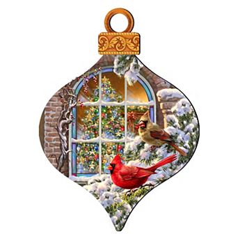 Christmas Birds Holiday 24-Inch Handcrafted Wooden Door Decor by D. Gelsinger - Holiday Decor