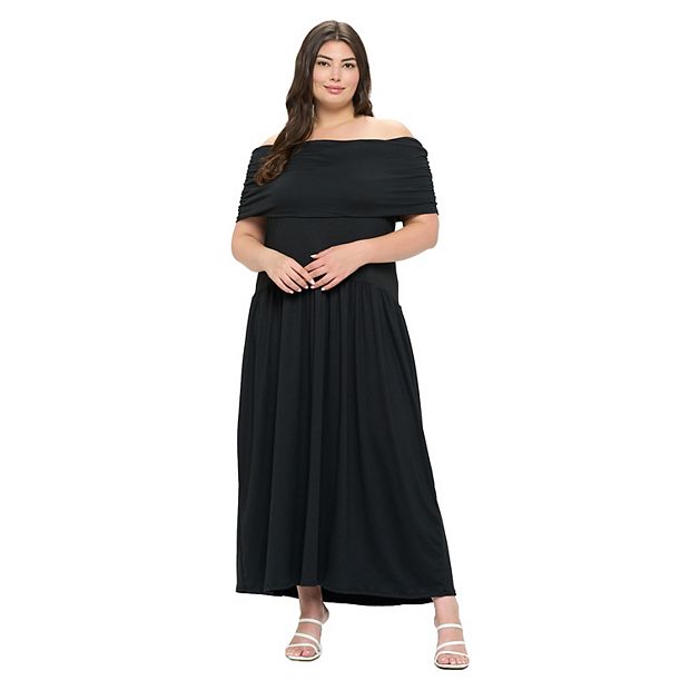 LIVD Plus Size Hayek Off Shoulder Maxi Dress - Green - 3X