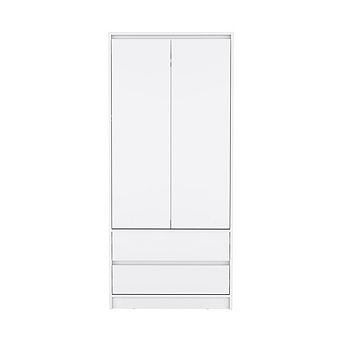 DEPOT E-SHOP Palmer 2 Drawers Armoire, Wardrobe Closet with Hanging Rod, White