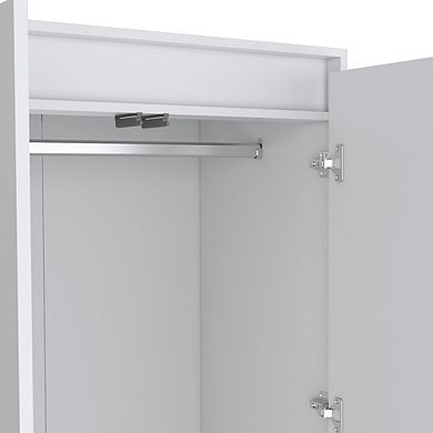 DEPOT E-SHOP Palmer 2 Drawers Armoire, Wardrobe Closet with Hanging Rod, White
