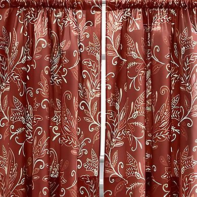 Curtain Lexington Leaf Printed and Leaf Pattern Tailored Swags 56"x36" Brick