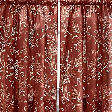 Curtain Lexington Leaf Printed Leaf Pattern Tailored Swags 56"x36" Brick