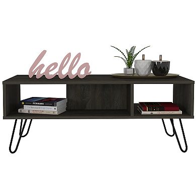 DEPOT E-SHOP Vassel Coffee Table, Four Legs, Two Shelves, White