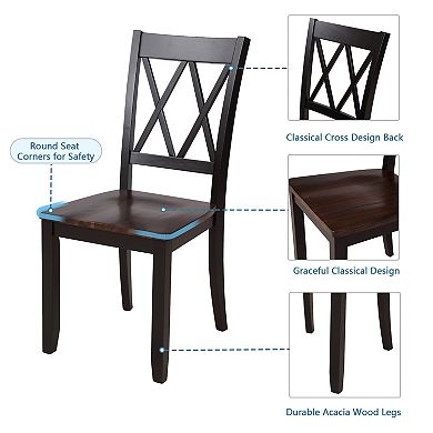 Merax 5-Piece Dining Table Set Home Kitchen Table and Chairs Wood Dining Set