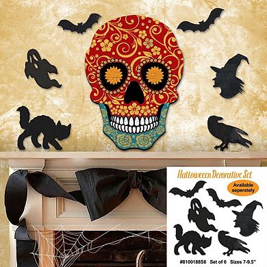 Day of the Dead Skull Halloween 24-Inch Handcrafted Door Decor by G. DeBrekht - Halloween Decor