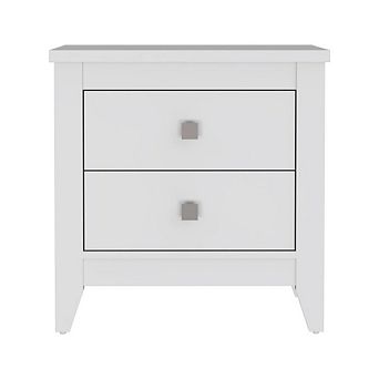 DEPOT E-SHOP Oasis Nightstand, Two Drawers, Four Legs, Superior Top, White