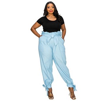 Lightweight Denim Paperbag Pants