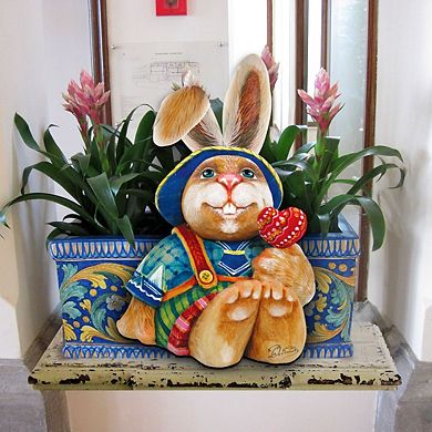 Baby Bunny Easter 24-Inch Handcrafted Wooden Door Hanger and Wall Art by G. DeBrekht - Spring Decor