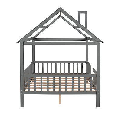 Merax Wood House Bed with Fence