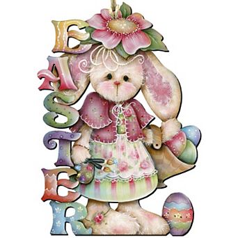 The Easter Bunny 24-Inch Handcrafted Wooden Door Decor by J. Mills-Price - Spring Decor