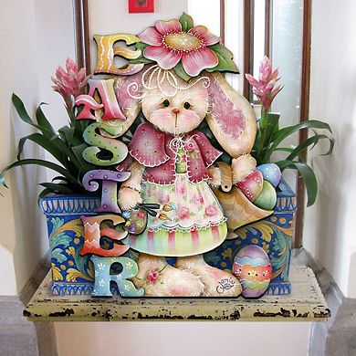 The Easter Bunny 24-Inch Handcrafted Wooden Door Decor by J. Mills-Price - Spring Decor
