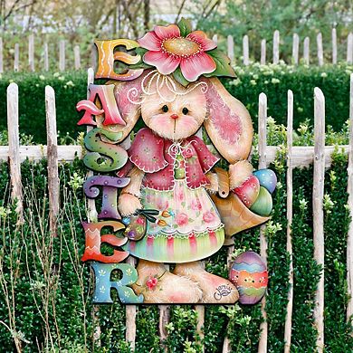The Easter Bunny 24-Inch Handcrafted Wooden Door Decor by J. Mills-Price - Spring Decor