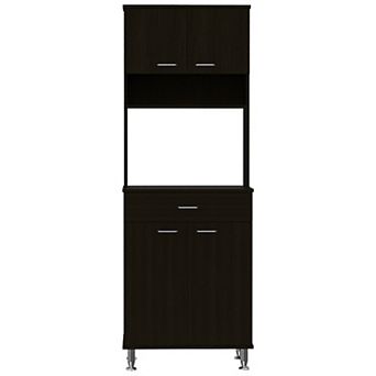 DEPOT E-SHOP Helis 60 Pantry Double Door Cabinet, One Drawer, Four Legs, Three Shelves , Black