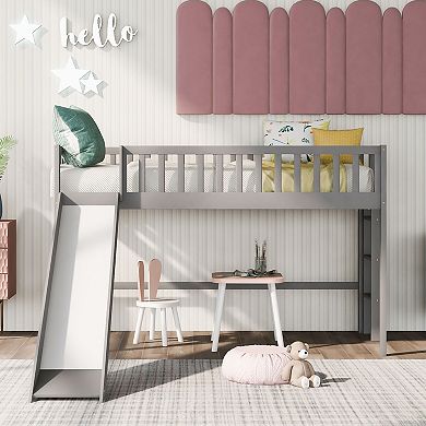 Merax Low Loft Bed with Ladder and Slide