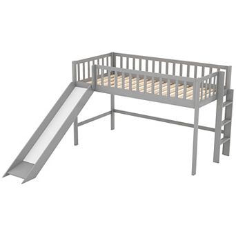 Merax Low Loft Bed with Ladder and Slide
