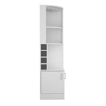 DEPOT E-SHOP Egina Corner Bar Cabinet, Two External Shelves , White