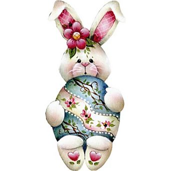 Bunny Hugs Easter 24-Inch Handcrafted Wooden Door Decor by J. Mills-Price - Spring Decor