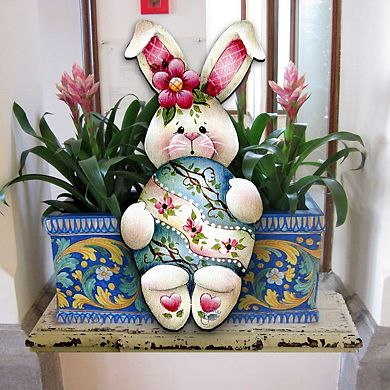 Bunny Hugs Easter 24-Inch Handcrafted Wooden Door Decor by J. Mills-Price - Spring Decor