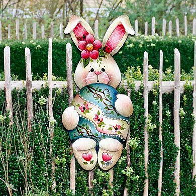 Bunny Hugs Easter 24-Inch Handcrafted Wooden Door Decor by J. Mills-Price - Spring Decor