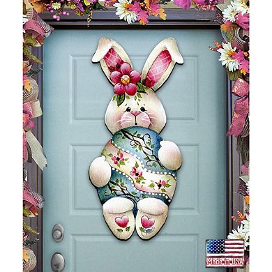 Bunny Hugs Easter 24-Inch Handcrafted Wooden Door Decor by J. Mills-Price - Spring Decor
