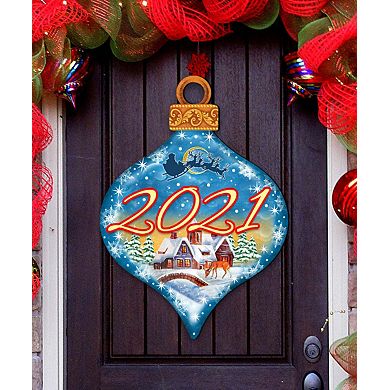 Dated Christmas Village Dated 24-Inch Door Decor by G. DeBrekht - Santa Snowman Decor