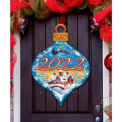 Dated Christmas Village Dated 24-Inch Door Decor by G. DeBrekht - Santa Snowman Decor