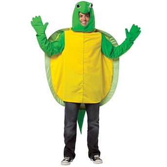 Turtle Costume, Green and Yellow, Shell printed on back, One Size Adult Large