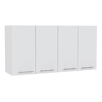 DEPOT E-SHOP Oceana 120 Wall Cabinet, Four Doors, Two Cabinets, Two Shelves, White