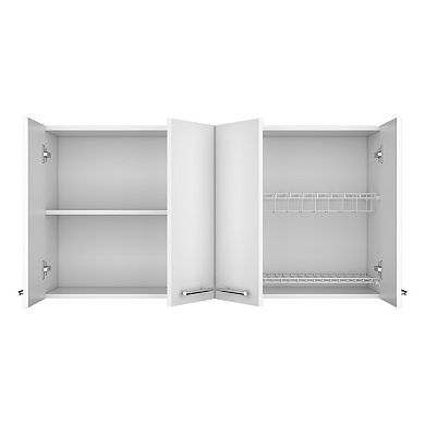 DEPOT E-SHOP Oceana 120 Wall Cabinet, Four Doors, Two Cabinets, Two Shelves, White