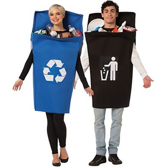 Trash Can & Recycle Can Couples Halloween Party Costume, Adult One Size